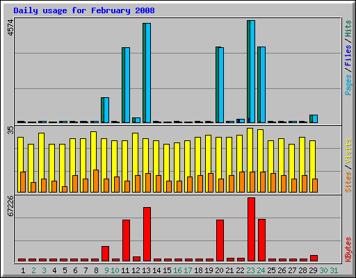 Daily usage for February 2008