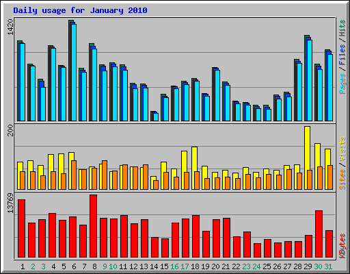 Daily usage for January 2010