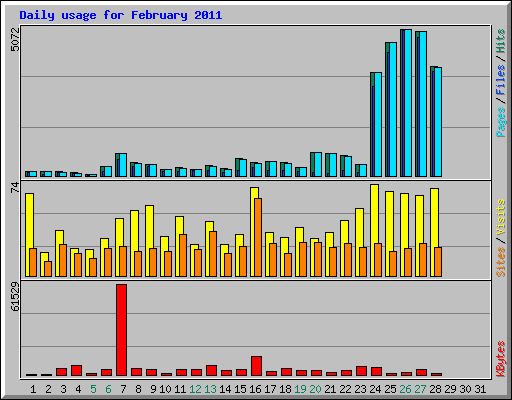 Daily usage for February 2011