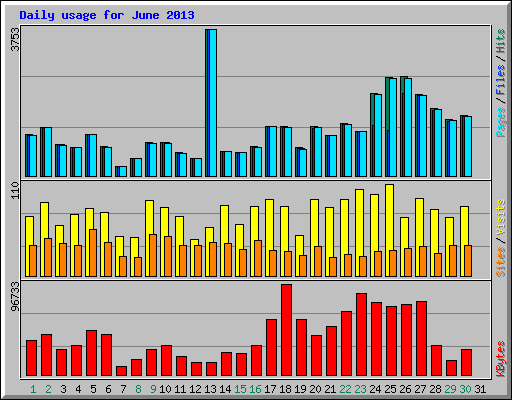 Daily usage for June 2013