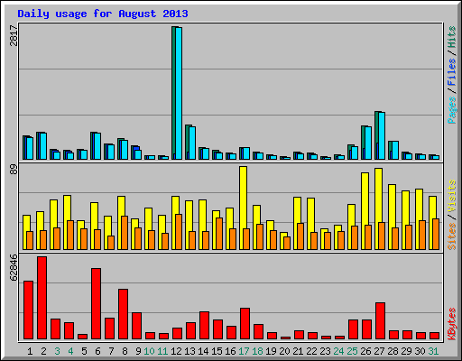 Daily usage for August 2013