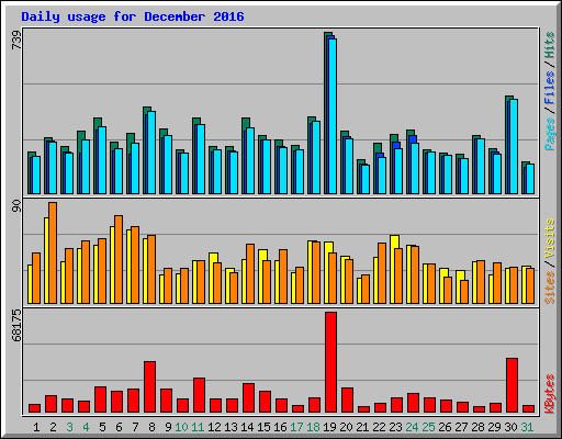 Daily usage for December 2016