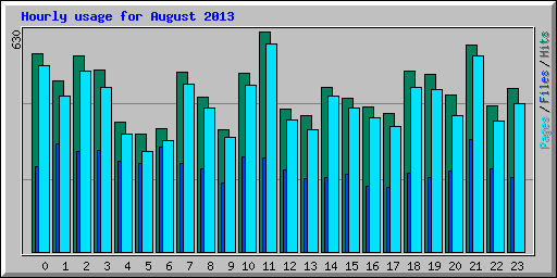 Hourly usage for August 2013