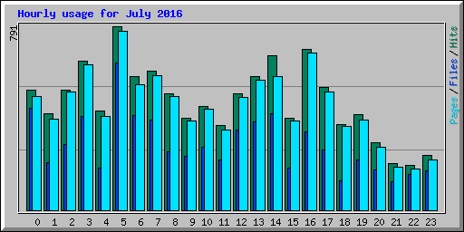 Hourly usage for July 2016