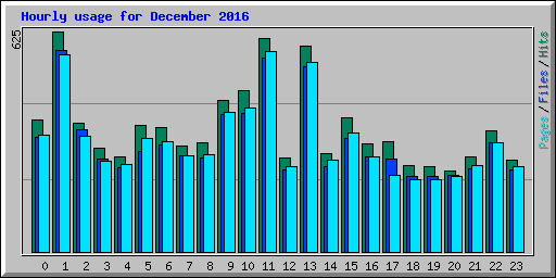 Hourly usage for December 2016